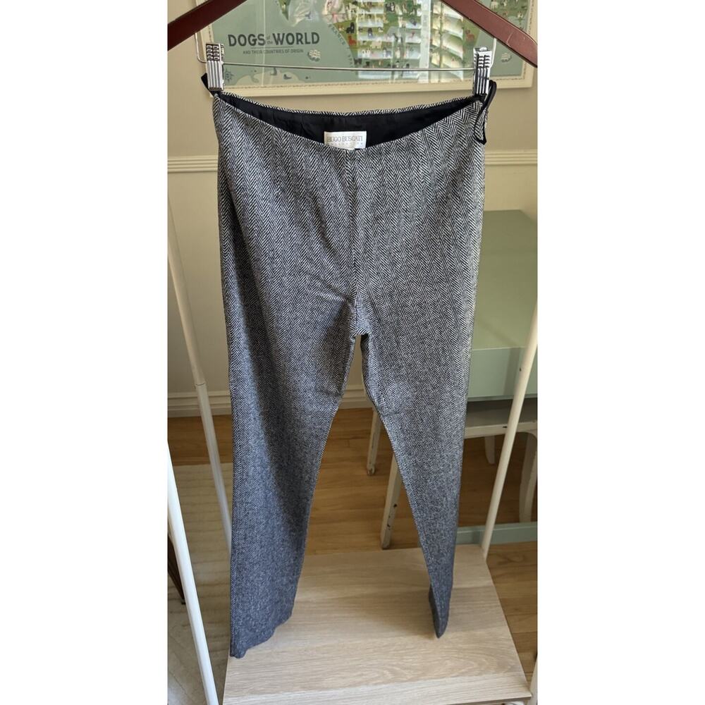 VTG Hugo Buscati Dress Pant Herringbone Black White Sz 2 Legging Work Wear Mob